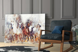 Running Horses Glass Wall Art