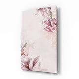 Pink Flower Pattern Glass Wall Art