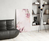 Pink Flower Pattern Glass Wall Art