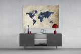 World Map Glass Wall Art