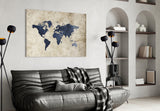 World Map Glass Wall Art