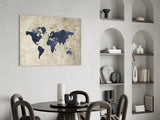 World Map Glass Wall Art