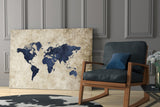 World Map Glass Wall Art