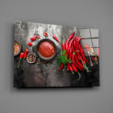 Red Peppers Glass Wall Art