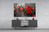 Red Peppers Glass Wall Art