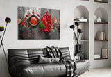 Red Peppers Glass Wall Art