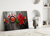 Red Peppers Glass Wall Art