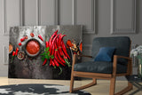 Red Peppers Glass Wall Art