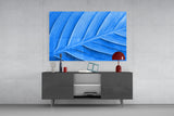 Blue Leaf Glass Wall Art