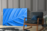 Blue Leaf Glass Wall Art