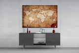 World Map Glass Wall Art