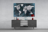 World Map Glass Wall Art