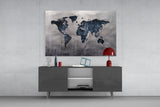 World Map Glass Wall Art