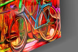 Bicycle and City Glass Wall Art