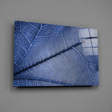 Macro Blue Leaf Glass Wall Art