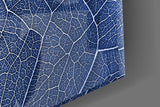 Macro Blue Leaf Glass Wall Art