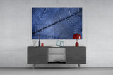 Macro Blue Leaf Glass Wall Art