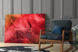 Macro Red Leaf Glass Wall Art