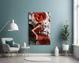 Flower Woman Glass Wall Art