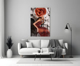 Flower Woman Glass Wall Art