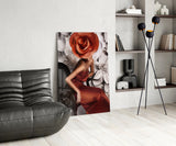 Flower Woman Glass Wall Art