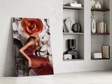 Flower Woman Glass Wall Art