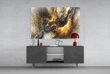 Golden Chaos Glass Wall Art