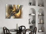 Golden Chaos Glass Wall Art