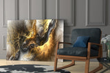 Golden Chaos Glass Wall Art