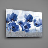 Blue Flowers Glass Wall Art