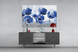 Blue Flowers Glass Wall Art