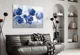 Blue Flowers Glass Wall Art