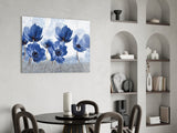 Blue Flowers Glass Wall Art