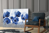 Blue Flowers Glass Wall Art