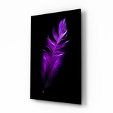 Purple Feather Glass Wall Art