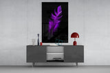 Purple Feather Glass Wall Art