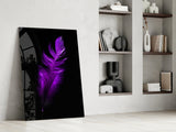 Purple Feather Glass Wall Art