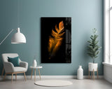 Copper Feather Glass Wall Art