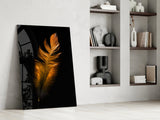 Copper Feather Glass Wall Art