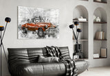 Red Chevrolet Glass Wall Art