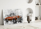 Red Chevrolet Glass Wall Art