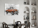 Red Chevrolet Glass Wall Art