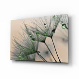 Green Dandelion Glass Wall Art