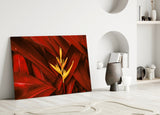 Red Leaves Glass Wall Art