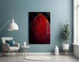 Red Leaf Glass Wall Art