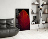 Red Leaf Glass Wall Art