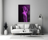 Purple Lion Head Glass Wall Art