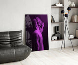 Purple Lion Head Glass Wall Art