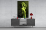 Green Lion Head Glass Wall Art