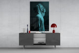 Blue Lion Head Glass Wall Art